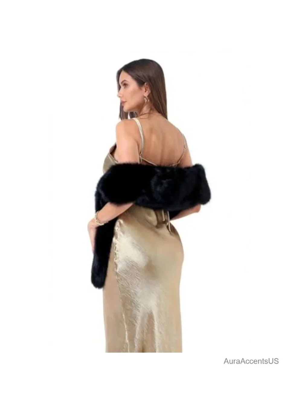 Women Faux Fur Shawl Wrap Winter Stole Collar Warm Scarf Elegant Luxury